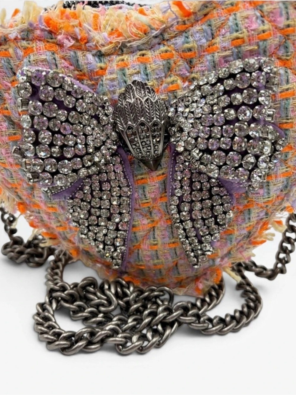 Kurt Geiger EUC Kensington Tweed Heart Bow Bag - Picture 6 of 7
